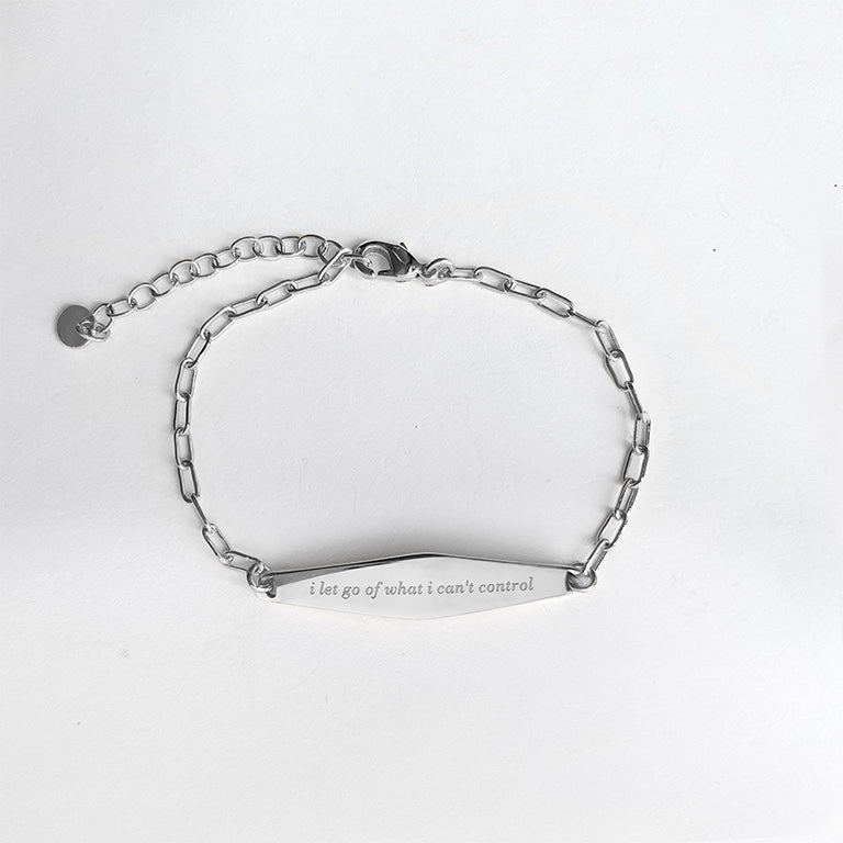 Silver Paper Clip Mindfulness Bracelet Engraved with the phrase 