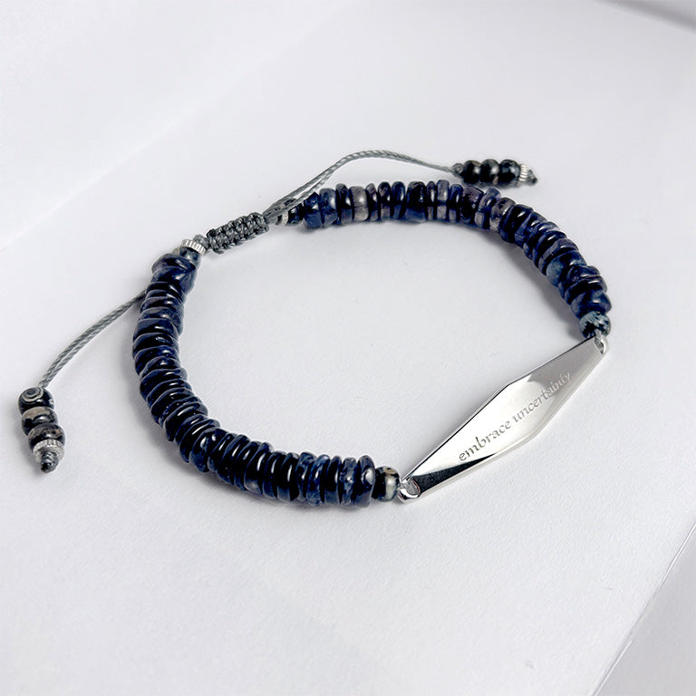 Men's Iolite Gemstone Beaded Bracelet in 